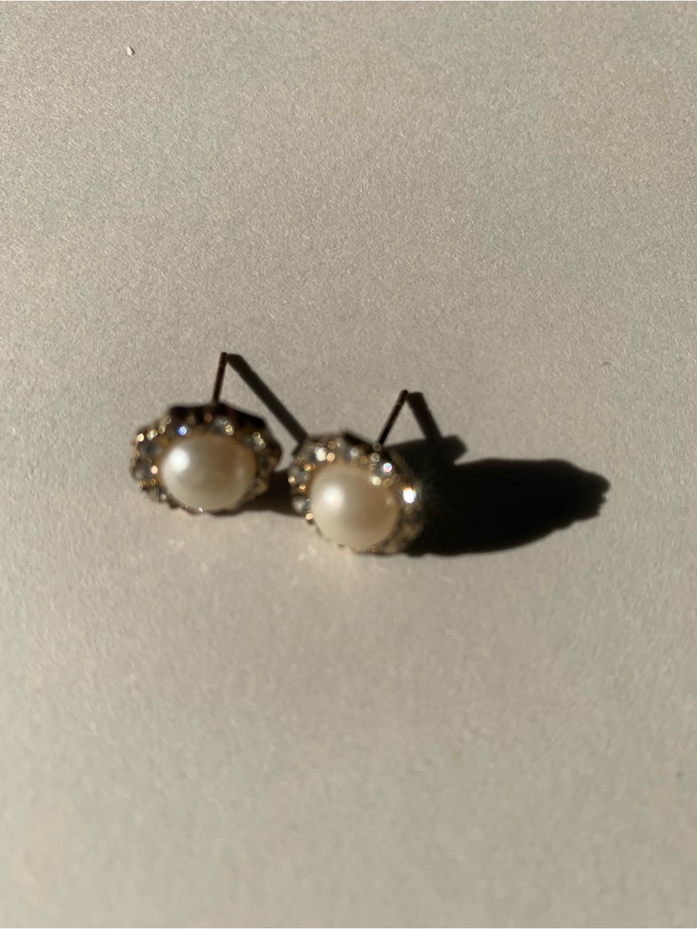 Classic Pearl and Crystal Halo Stud Earrings - Gold Tone